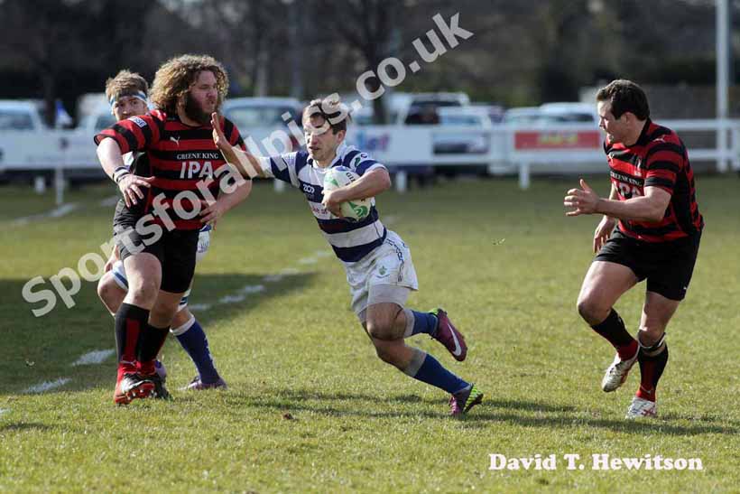 Tynedale's Harry Peck breaks through against Blackheath, National League Division 1, Tynedale Park, Corbridge, Northumberland.